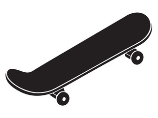 Black vector and white hand-drawn skateboard icon silhouette isolated on a white background. Skateboard clipart vector silhouette  on white background
