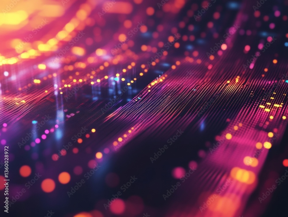 Poster dynamic digital waveforms in vibrant gradient colors abstract art studio visual design