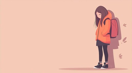 Workplace Harassment Bullying in Office Policy A girl in an orange jacket with a backpack.