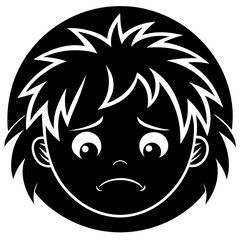 Sad Face Silhouette Vector