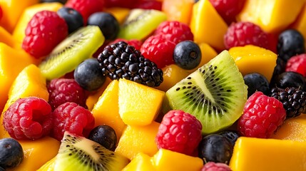 Obraz premium Close up of fresh, colorful fruit salad.