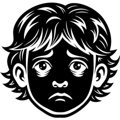 Sad Face Silhouette Vector