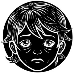 Sad Face Silhouette Vector