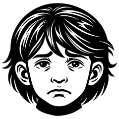 Sad Face Silhouette Vector