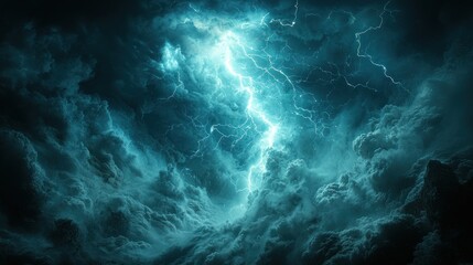 Stormy sky with powerful lightning