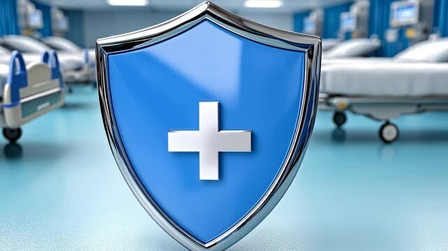 Blue Shield Symbol Representing Medical Safety and Health Protection