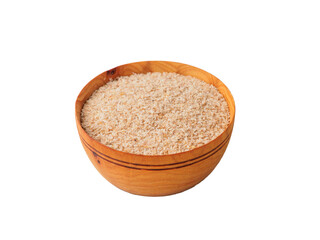 Psyllium husk in the plate on white background.