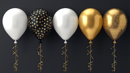 Stylish black and gold balloons