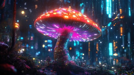 Glowing mushroom forest digital art fantasy background