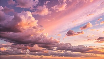 Obraz premium Beautiful Sunset Sky with Colorful Clouds Above Horizon