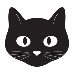 Obraz premium cat head silhouette vector on white background