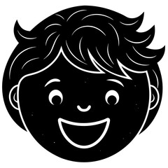 Smiling Face Silhouette Vector