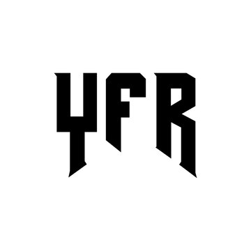 YFR letter logo design for technology company. YFR logo design black and white color combination. YFR logo, YFR vector, YFR design, YFR icon, YFR alphabet. YFR typography logo design.