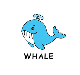 Cute Blue Whale Cartoon Vector