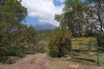 Information board around gate of Arusha national Park, Tanzania, Africa