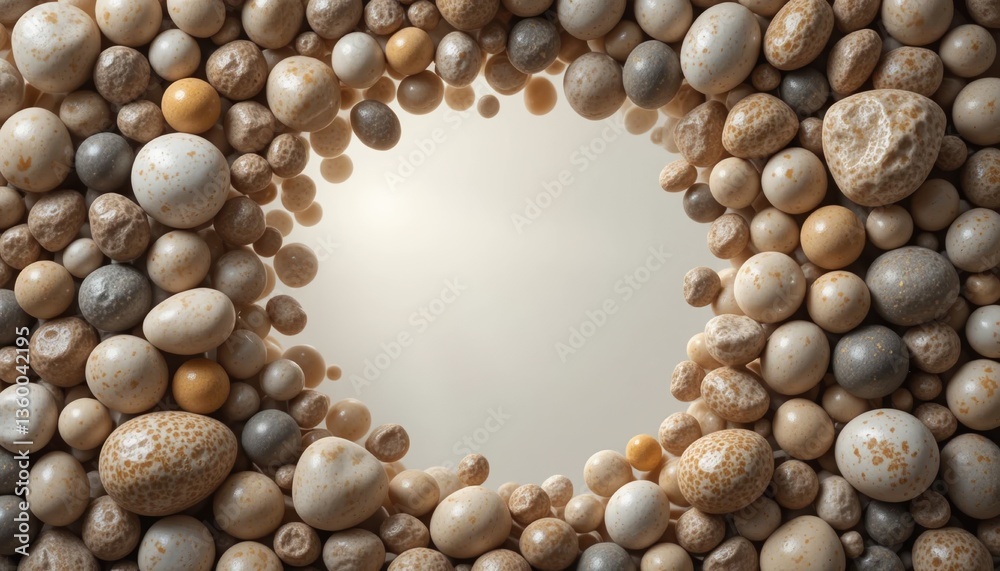Poster artistic display of varied eggs framed in a circular arrangement studio setting high-resolution imag