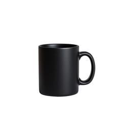 Black ceramic mug on a transparent background minimalist design studio environment