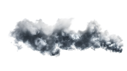 Isolated Dark Grey Cumulus Cloud with Fluffy White Edges on Transparent Background