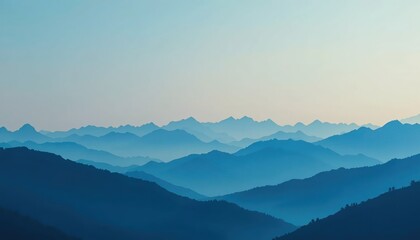 Fototapeta premium Stunning mountain landscape at dawn serene blue mountains nature photography calm environment wide-angle view peaceful wilderness