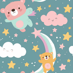 Space Bears Seamless Pattern