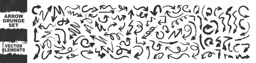Poster brush, marker hand drawn arrows set isolated on transparent. grunge arrow brush vector. set of hand 