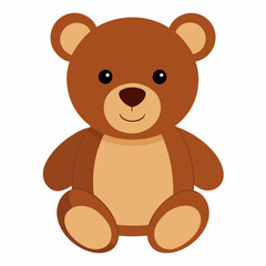 Cartoon brown teddy bear.Suitable for children's books, stickers, mascots, logos.Vector illustration on a white backgraund