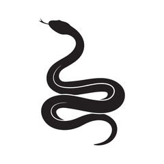 Obraz premium Snake icon, snake black vector silhouette, Curved snake animal design illustration on white background
