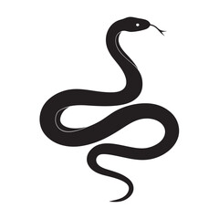 Snake icon, snake black vector silhouette, Curved snake animal design illustration  on white background