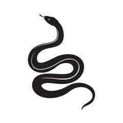 Snake icon, snake black vector silhouette, Curved snake animal design illustration  on white background