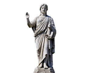 Ancient Stone Sculpture of a Woman with Missing Arm Exhibiting Timeless Artistry and the Ravages of Time Representing Classical Beauty and Architectural Heritage