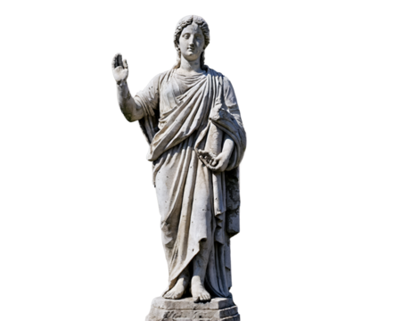 Ancient Stone Sculpture of a Woman with Missing Arm Exhibiting Timeless Artistry and the Ravages of Time Representing Classical Beauty and Architectural Heritage