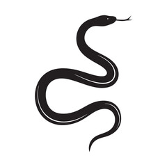 Snake icon, snake black vector silhouette, Curved snake animal design illustration  on white background