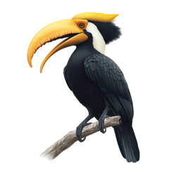 Fototapeta premium Colorful hornbill bird on a transparent background