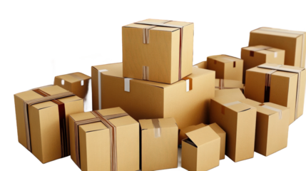 Stacked Cardboard Boxes for Shipping