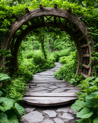 Wooden Archway Garden Path