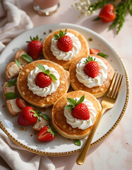 strawberry cake with cream