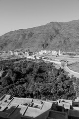 View from the Thee-Ain heritage site in Al-Baha, Saudi Arabia towards the village of the same name
