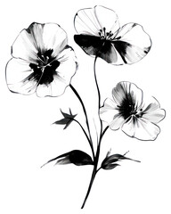Fototapeta premium PNG Geranium drawing flowers black.