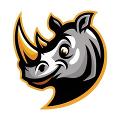 Obraz premium a stylized rhino's head in a friendly pose, showcasing its horn and an inviting smile, against a vibrant background