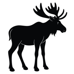 Adobe Illustrator ArtwVintage engrave isolated moose set illustration ink sketch. Wild elk background deer vector artork