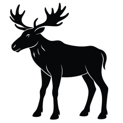 Adobe Illustrator ArtwVintage engrave isolated moose set illustration ink sketch. Wild elk background deer vector artork