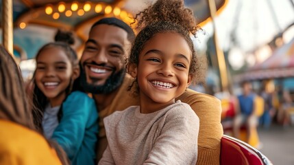 Fototapeta premium Diverse family enjoying a day out at an amusement park