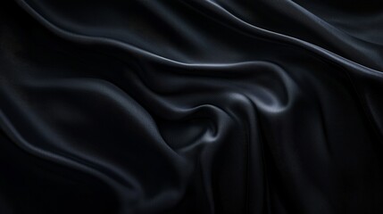 Fototapeta premium Elegant black fabric with smooth texture.