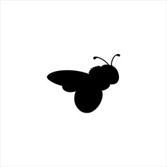 cute bee silhouette icon vector flat design.