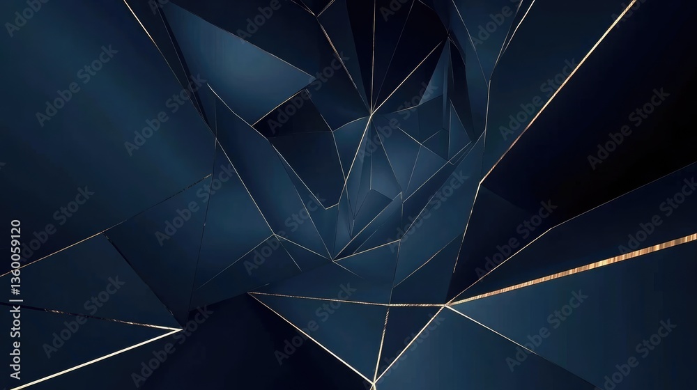 Poster abstract geometric tunnel with sharp angles and dark tones, creating a sense of depth and movement