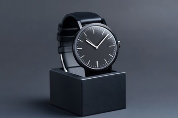 Naklejka premium Gray scale shot of a black watch 