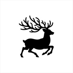 Fototapeta premium Dear jumping silhouette icon vector flat design.