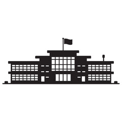 School building silhouette vector Black, university icon symbol. with white background