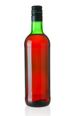 Red wine bottle isolated on white background