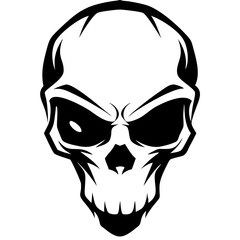 Obraz premium stylized skull graphic, menacing expression, sharp lines, dark eyes